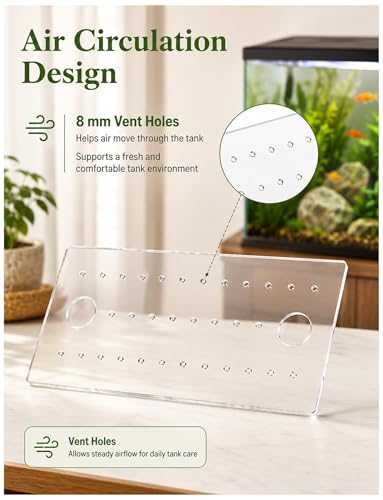 Acrylic Fish Tank Lid with 30mm Feeding Holes & 8mm Ventilation Holes - Durable Aquarium Cover for Home, Retail, and Facility Use (31x16.5cm)