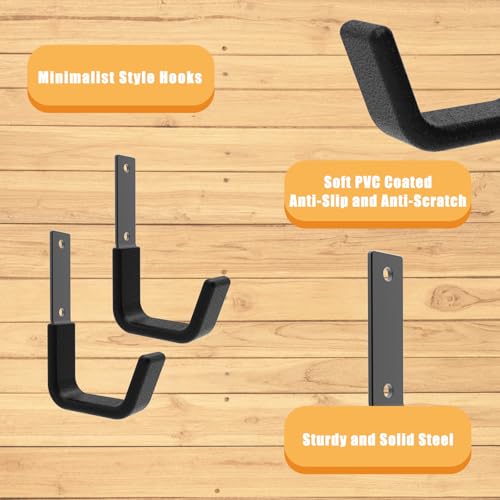 Heavy Duty Garage Hooks, Ladder Hangers for Garage Wall, Black, 8 S - size: Black 8 Small