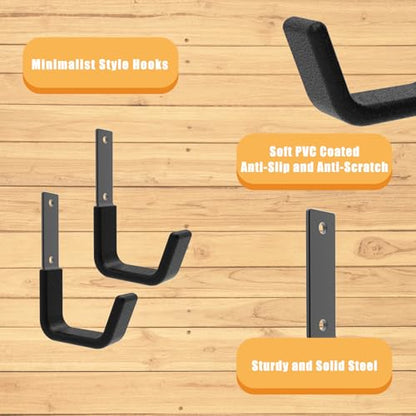 Heavy Duty Garage Hooks, Ladder Hangers for Garage Wall, Black, 8 S - size: Black 8 Small