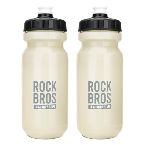 ROCKBROS Bike Water Bottle BPA-Free Squeeze Water Bottle 20 oz 2 Pack - color: Ivory, style: 2 Pack