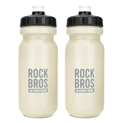 ROCKBROS Bike Water Bottle BPA-Free Squeeze Water Bottle 20 oz 2 Pack - color: Ivory, style: 2 Pack