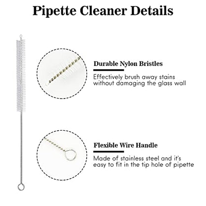3Pcs Glass Pipettes Dropper, 10ml Graduated Liquid Dropper with Rubber Bulb and Cleaning Brush, Transfer Pipettes for Essential Oil