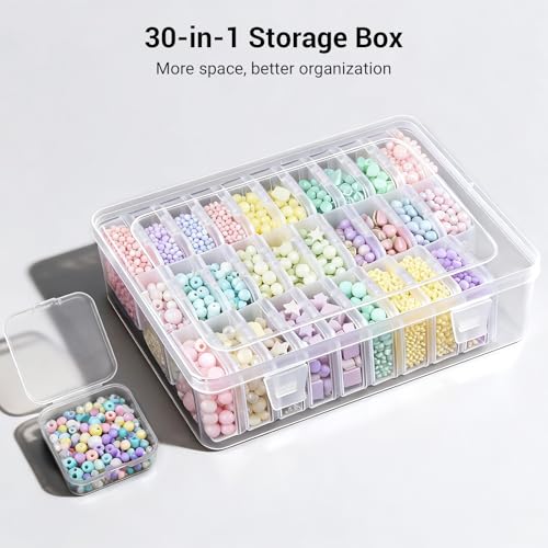 Bead Organizer Box, 60 Pcs Small Beads Storage with 168 Label Stickers, Clear Plastic Small Containers for Jewelry Making, Diamond Painting, DIY Art Crafts, Bracelet Making, Seeds (2 Pack) - color: 2-Pack 60 Pcs