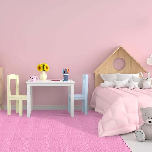 Shihanee 16 Foam Floor Interlocking Tiles, 11.8 x 11.8 Inch, Light Pink - color: Light Pink