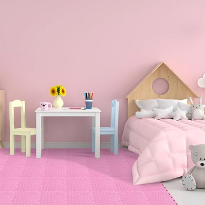 Shihanee 16 Foam Floor Interlocking Tiles, 11.8 x 11.8 Inch, Light Pink - color: Light Pink