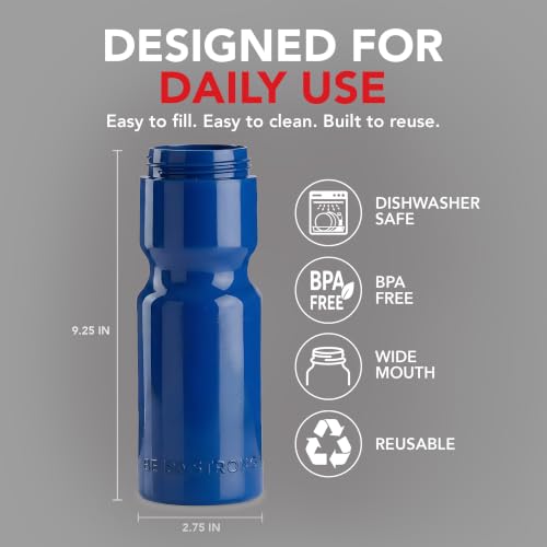 50 Strong | Bulk Water Bottles, 24-Pack, 22 oz, Sports Squeeze, Blue - color: Blue