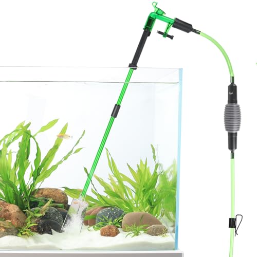 AQQA Aquarium Siphon Gravel Vacuum Fish Tank Cleaner kit,Stress Ball Python Water Changer,Extendable Length and Fixed On Fish Tank,Manually Water Changer Wash Sand S - size: S