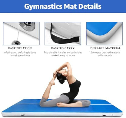 20x6ft Inflatable Air Gymnastics Track Mat Thickness Gymnastics Tumbling Air Mat Inflatable Tumble Track with Electric Air Pump, for Gym/Training/Yoga/Home use/Exercise/Cheerleading/Water