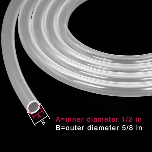 Silicone Tubing 1/2" ID x 5/8" OD - 10ft Length Food Grade Silicon Tube Flexible High Temp Pure Silicone Hose for Home Brewing Wine making (9.84ft) - size: 1/2” ID x 5/8" OD, style: 10 ft
