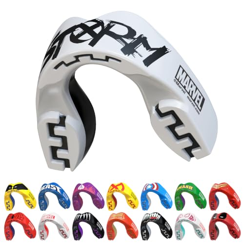 Marvel Storm Sports Mouth Guard, Youth Dual Layer Mouthguard with Case | Youth <11 Years, White Premium Mouthpiece, Easy Fit Remoldable, Anti Gag, Football, Boxing, Lacrosse, MMA, Contact Sports - color: Storm, size: Junior (up to 11 Year)