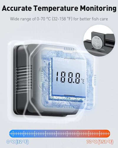 Pawfly Aquarium Magnet Glass Cleaner with Thermometer Digital, 2 in 1 Thermometer Magnets Brush, 2" Mini Algae Scraper for Aquariums, Strong Magnetic Brush for Glass Fish Tanks (Up to 20 Gallons)