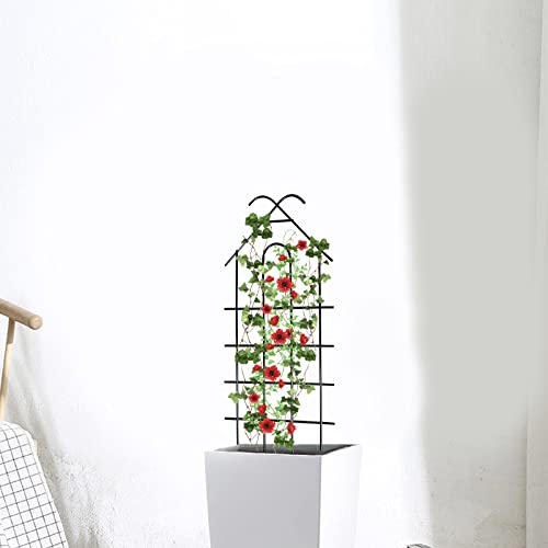 24" Metal Garden Trellis for Climbing Plants, 4 Pack Plant Trellis for Potted Plants, Indoor Outdoor Black Trellis for Vines, Flowers, House Plants, 10" Wide - size: 24 inch