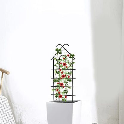 24" Metal Garden Trellis for Climbing Plants, 4 Pack Plant Trellis for Potted Plants, Indoor Outdoor Black Trellis for Vines, Flowers, House Plants, 10" Wide - size: 24 inch