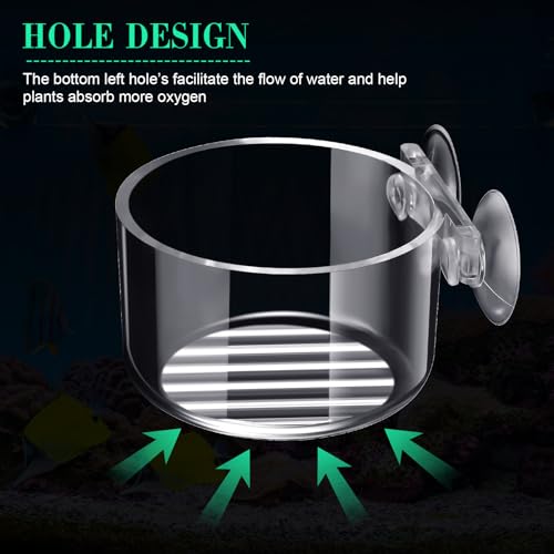 30 Pack Aquatic Plant Cups with Hole Acrylic Aquatic Plant Pot with Suction Cups Transparent Suction Cup Planter Fish Tank Plant Holder for Aquarium Aquascape Decoration, 2 Styles