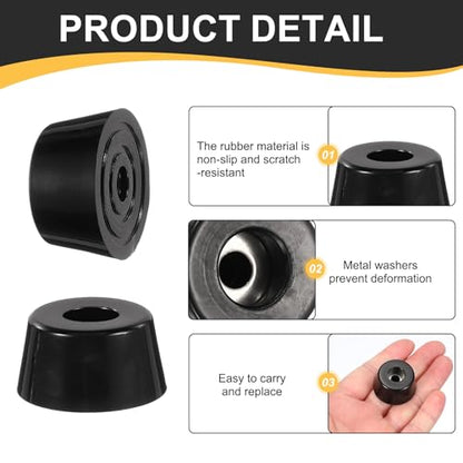 HARFINGTON 12Pcs Anti Vibration Rubber Feet 1.3"L x 0.9"W x 0.6"H 0.2"Dia Isolator Rubber Bumper Air Compressor Foot Pads for Generators Pressure Washers, Black