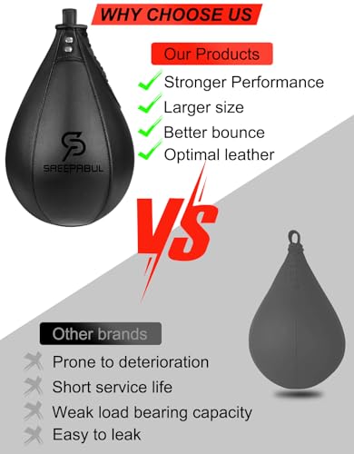 Speed Bag,Speed Bag for Boxing,PU Leather Reflex Training Pear Shaped Punching Bag,Fast Reaction Skills Development Perfect for Kids Teens Adults Boxing Coaches - color: Pro Black(9.5" x 7.1")