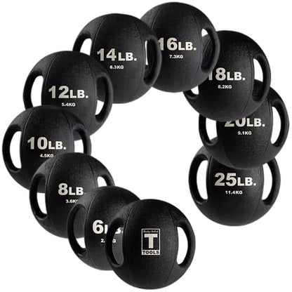 Body-Solid Exercise Medicine Balls, Heavy-Duty Non Slip Rubber Grip with Dual Handles Medicine Ball for Weights Training, Weightlifting & Core Workouts - size: 6 lb