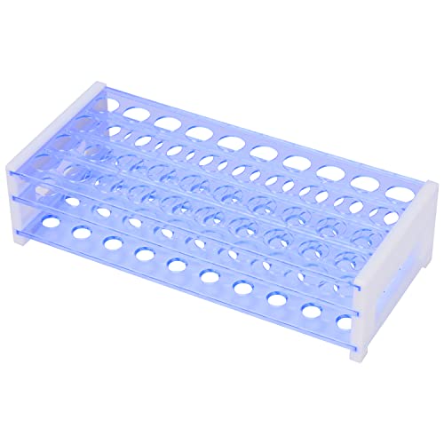 stonylab Test Tube Rack, 3-Tier Detachable Blue Plastic Holder Stand Rack, for Laboratory Scientific Experiments, 45/64 inch 40-Place