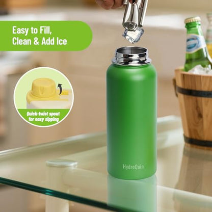 32 oz Insulated Water Bottle Grass Green Stainless Steel Flask - color: Sunshine Sprout