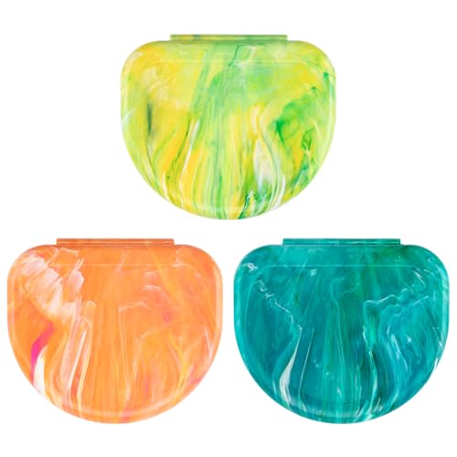 Practicon Marble Retainer Cases, Orthodontic Aligner Case, Mouth Guard Holder (3 Pack) Tropical - color: Tropical
