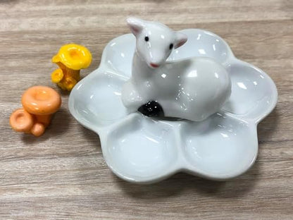 3.5" Hermit Crab Ceramic Food Dish,7 Compartments Ceramic Anti-turning Food & Water Bowl for Hermit Crab Tarantula Snail - size: 3.5 inch