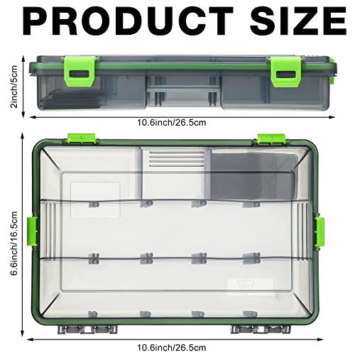 6 Pcs Fishing Tackle Boxes Waterproof Airtight Plastic Tackle Box Organizer Transparent Fishing Tackle Storage with Adjustable Dividers for Terminal Tackle Lure Bait Hook(Large)