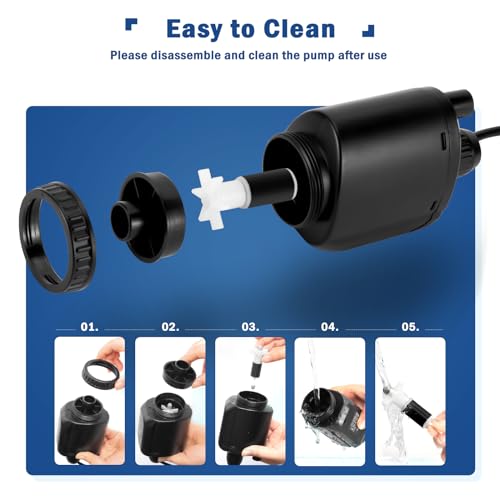 AQQA Electric Aquarium Vacuum Gravel Cleaner, 6 in 1 Automatic Fish Tank Vacuum Cleaning Tools Kit Water Changer, Multifunction Wash Sand Filter Water Circulation 20W 320GPH 110V