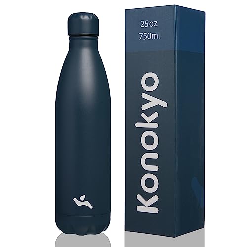 Konokyo 25 oz Insulated Stainless Steel Water Bottle, Navy Blue - color: Navy Blue, size: 25 Ounces