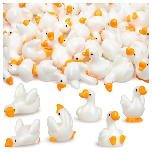 36pcs Mini Resin Goose Figurines, Tiny Animal Figurine Bulk, Small Desk Goose Decor for Garden Lawn Yard Micro Landscape Aquarium Potted Ornament DIY Craft