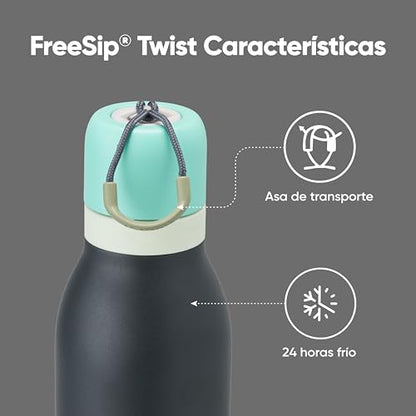 Owala FreeSip Twist Stainless Steel Water Bottle 24 oz Foggy Tide - color: Foggy Tide, size: 24 Ounces