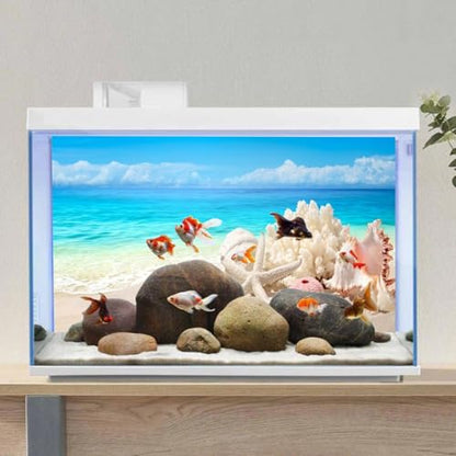 AWERT Vinyl 72x24 inches Sea Beach Aquarium Background Summer Starfish Fish Tank Background Blue Ocean Terrarium Background - size: 72x24in/180x60cm