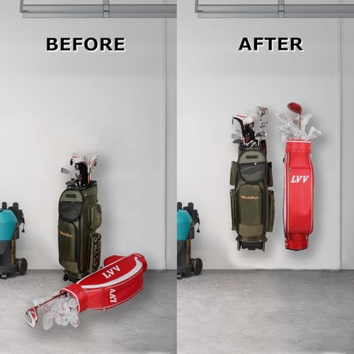 BiJun Wall Mount Golf Bag Storage Rack, Space Saving Garage Home Organizer