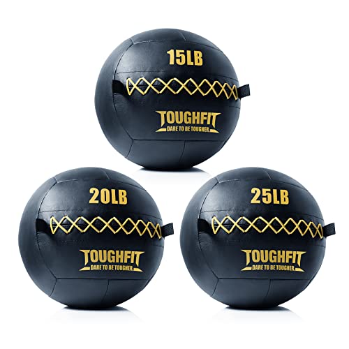 ToughFit Soft Wall Ball - Medicine Ball Set for Cardio Fitness Exercise - Weighted Med Ball for Strength and Conditioning Exercises, Cross Training Lunge, and Partner Toss - style: 15LB+20LB+25LB