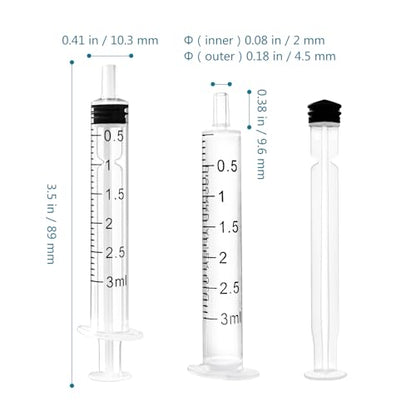 24 Pack 3ml Syringe with Cap and Luer Slip Tip, Sterile Syringe Individually Packaged for Labs, Liquid Measuring, Feeding Pets,Oil or Glue Applicator - style: C 3ml