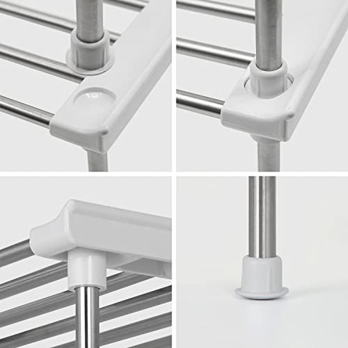 Cabinet Organizer Shelf, Set of 2 Stackable Kitchen Counter Shelves, Kitchen Cabinet Organizers and Storage, Pantry Storage Shelf Organizer, 9.8 x 7.8 x 6.1 - White