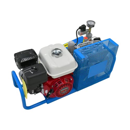 TUXING 4500Psi Pcp Air Compressor, 300Bar High Pressure Diving Compressor Gasoline Drive, Manual Shutdown Version, for Scuba Breathing Snorkeling Water Sport Paintball Blue