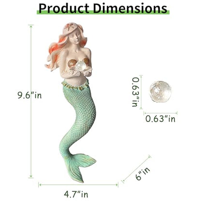 Teaeeno Unique Mermaid Fish Tank Decorations, Mermaid Statue House Ornament Kit, Aquarium Decor, Charming Mermaid Decor Statue, Resin Aquarium Décor Thematic Ornaments (Green)