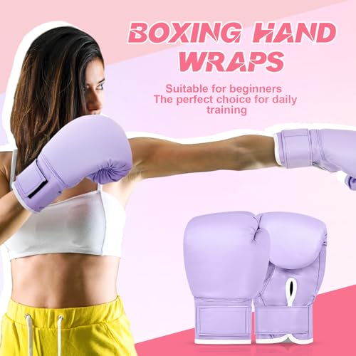 Kanayu 14 Pcs Boxing Gloves and Headgear Set for Beginners Youth 16 Ounce Boxing Gloves Headgear Helmet Hand Wraps Mouth Guards Equipment for Beginners Training Equipment Gifts - color: Purple, Pink
