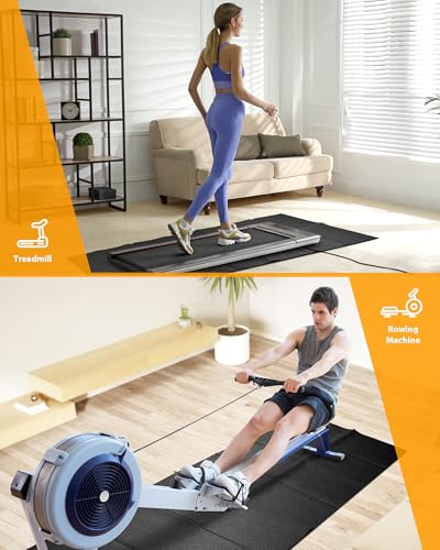 Foldable Rubber Treadmill Mat - Exercise Bike Mat with Waterproof | Non-Slip, Shock Absorption, Exercise Equipment Mat, Protect Floor, for Home Gym Workout, for Bike/Elliptical, Mat for Carpet - size: 68"L x 26.8"W x 0.2"Th