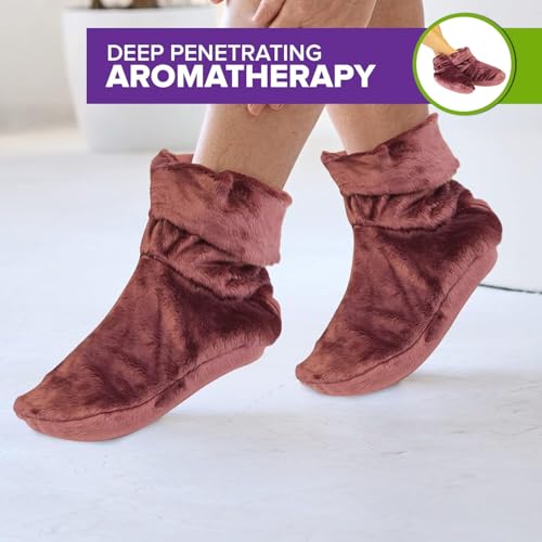 MARS WELLNESS Heated Microwavable Booties - Microwave Slipper Warmers | 3 Pack - Mauve Heated Socks, Great Gift for Women and Men - color: Mauve, size: Pack of 3