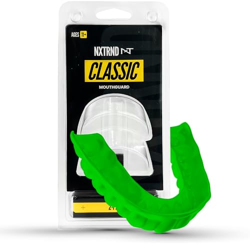 2 Pack Nxtrnd Classic Mouthguard, Custom Fit Sports Mouthpiece for Football, Boxing, MMA, Basketball, Hockey, Lacrosse, Youth & Adult (Green) - color: Green