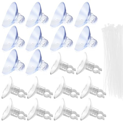 20 Pack 25mm Suction Cups and 0.2” Clips, Transparent Aquarium Suction Cups 100 Pcs Adjustable Zip Ties, Utility Sucker Pad for Fish Tank Decoration/Moss Shrimp Nest - style: Suction Cups*10，Clips*10