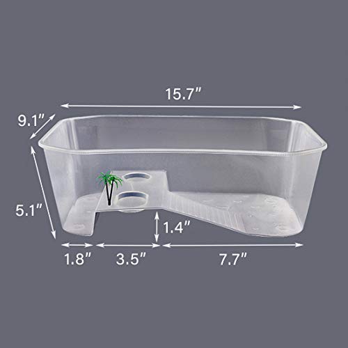 Plastic Turtle Tank Reptile Habitat Pet Terrariums Turtles Tank Aquarium Terrapin Topper Basking with Platform Plants,Durable,Safe, Non-Toxic(White) - color: White