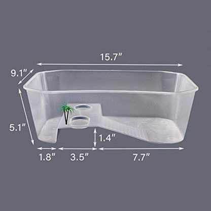Plastic Turtle Tank Reptile Habitat Pet Terrariums Turtles Tank Aquarium Terrapin Topper Basking with Platform Plants,Durable,Safe, Non-Toxic(White) - color: White
