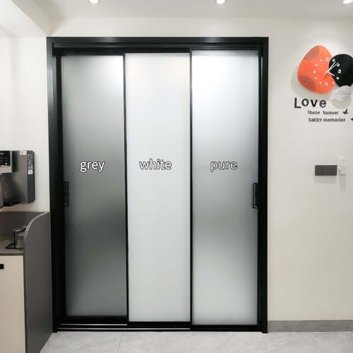 Frosted Window Film, Removable Glass Door Privacy Film, Suitable for Bathrooms, Offices, Static Cling Decorative Film, Reusable Window Stickers (White, 23.6X196.9 Inch)