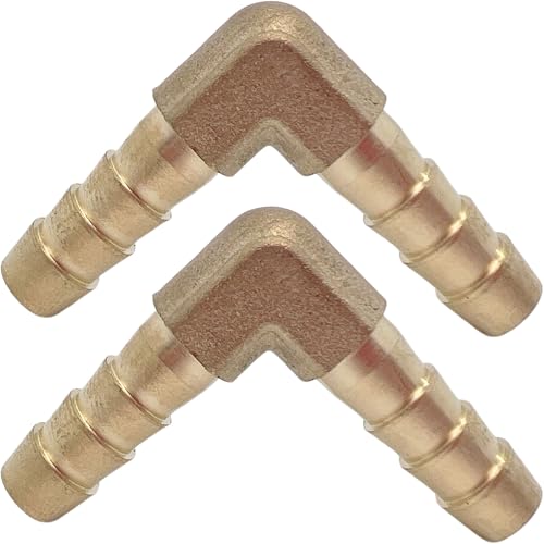 2PCS Brass 1/4" x 1/4" Hose Barb Fitting Barbed 90 Degree Elbow Connector L Right Angle Barbed Fitting by CX WONDERLAND - size: 1/4" Hose Barb