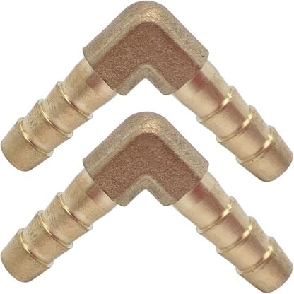 2PCS Brass 1/4" x 1/4" Hose Barb Fitting Barbed 90 Degree Elbow Connector L Right Angle Barbed Fitting by CX WONDERLAND - size: 1/4" Hose Barb