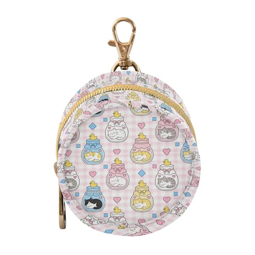 OTVEE Pacifier Case Cat Jar Aquarium Print Printed Waterproof Pacifier Holder Pouch with Metal Hook Clip Round Small Soother Storage Bag for Diaper Bag Stroller - color: Cat Jar Aquarium Print