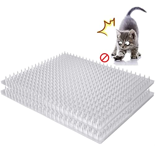 14 Pack Cat Deterrent Outdoor/Indoor Scat Mat, Pet Deterrent Training Mats, Keep Cats/Dogs Away Plastic Mats with Spikes, 23 Sq.ft, 16 x 13 Inches