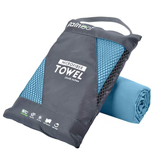 Rainleaf Microfiber Towel Quick Dry Camping & Travel & Gym Towel. Compact | Super Absorbent, Lightweight, Fast Drying. Suitable for Beach, Bath, Backpacking, Hiking, Swim. - color: Marine Blue, size: 48.00" x 24.00"